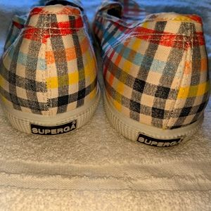 Superga multi-color gingham slip-ons
